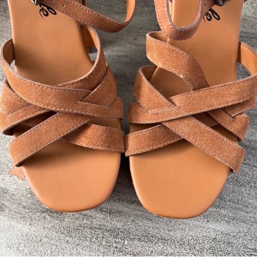 Free People Lisbon MJ Platform Sandals in Brandy Suede size 39.5, US 9.5 - Picture 6 of 16